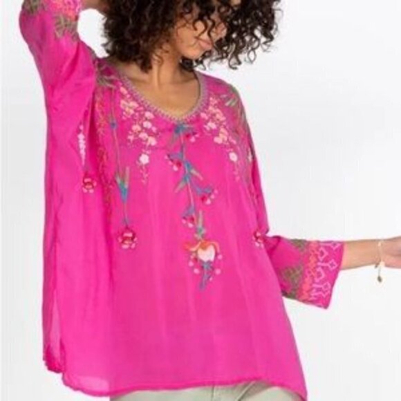 Johnny Was Gia Floral-Embroidered Blouse - Picture 9 of 16